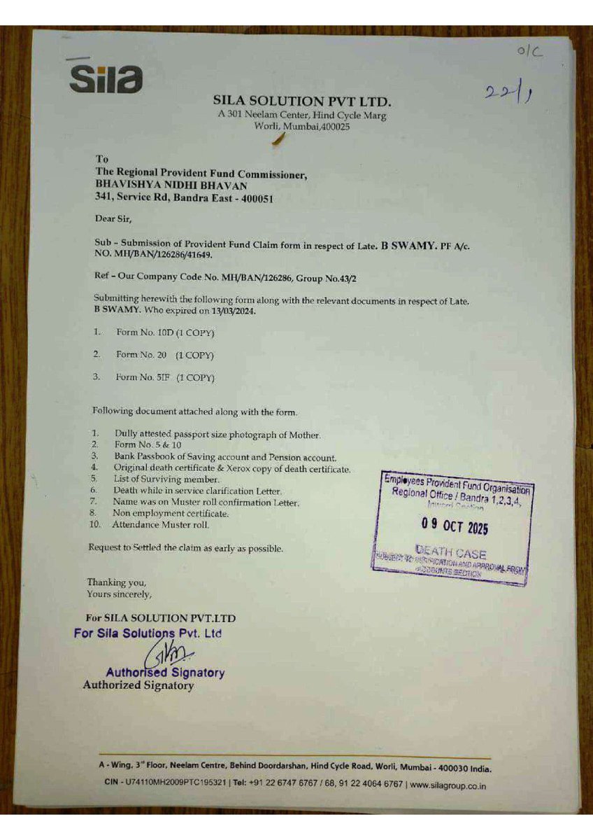 sureshmandya's tweet photo. @officialepfo @ro_csd5178 @epfobandra @epfodadar @LabourMinistry We have claimed the DEATH CLAIM past 3 months back. Still the claim amount not settled by department also they are not responding our quiry in anywhere. UAN NO 101240346456 https://t.co/uJddySlYAO