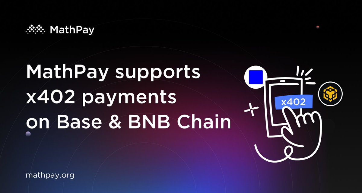 MathWallet_KR's tweet photo. MathPay로 Base와 BNBChain에서 오늘부터 x402 결제를 시작하세요!

#MathPay #Base #BNB $MATH https://t.co/g8CSqKUJsh