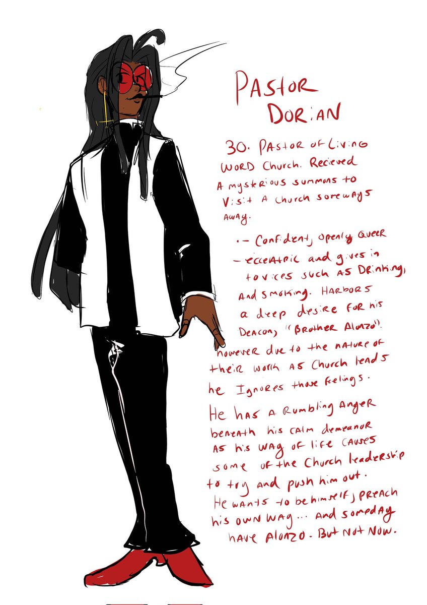 Mid_nightbread's tweet photo. Saw  @sabbasarts is doing a AU #unholy series story. Folks are making OCS so .. wanted to join in too. https://t.co/MS0wMqBGEP