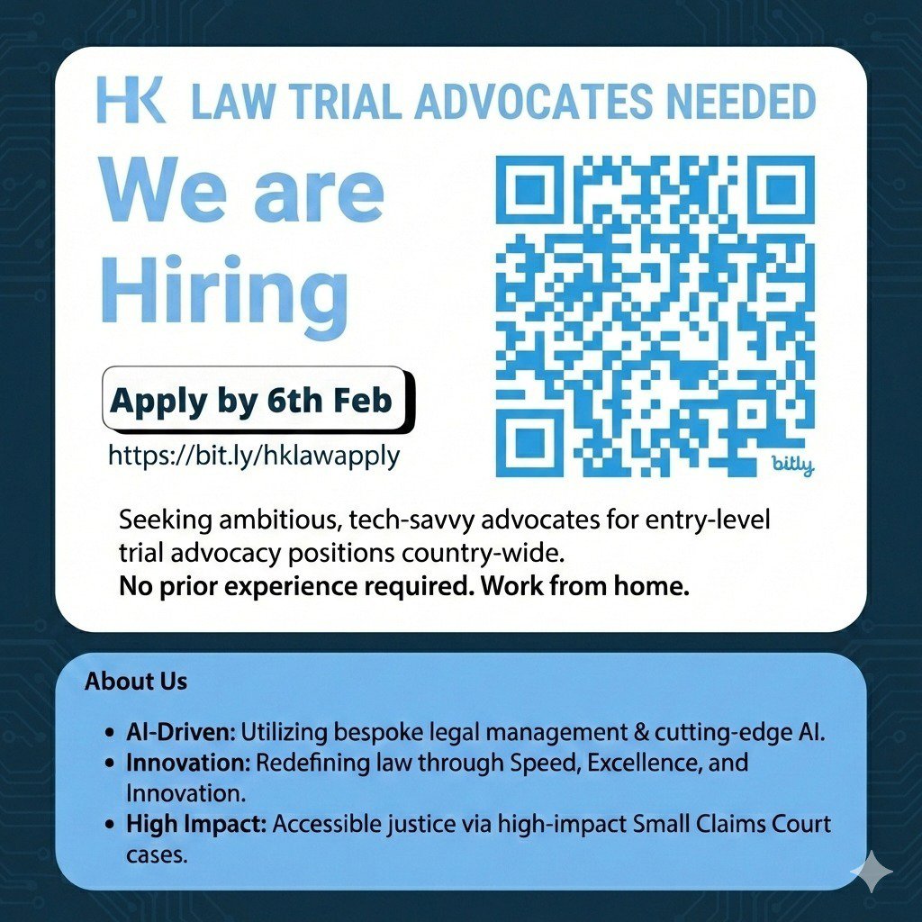 ⚖️ TRIAL ADVOCATES NEEDED

HKLaw is expanding! We are seeking ambitious, tech-savvy advocates to join our innovative team in entry-level trial advocacy positions country-wide. If you are ready to redefine the legal landscape through Speed, Excellence, and Innovation, this is your