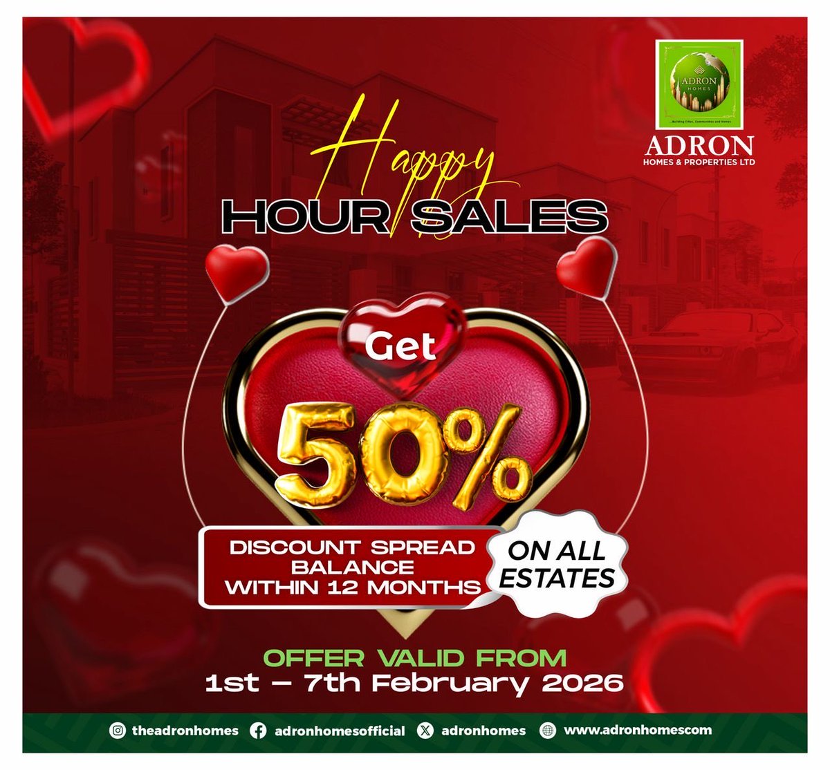 50% discount on the price of land across all Adron homes estates in Lagos, ogun, Oyo, Osun, Ekiti, Ondo, Plateau, Nasarawa, Niger and Abuja.
Limited slots available, let’s discuss🤝

Happy birthday Ronaldo Neymar molped Kwara state Daddy Freeze Moniepoint INEC softcare