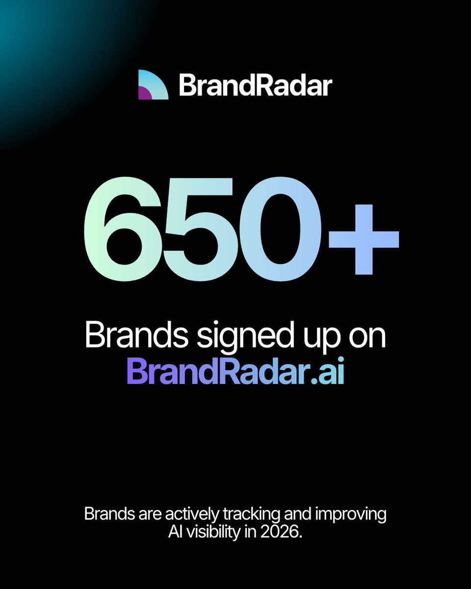 Over 650 brands have signed up on BrandRadar.ai because AI discovery is no longer something you can ignore.

If you want to know how your brand shows up in AI answers, start here → app.brandradar.ai

#BrandRadar #AIVisibility #AEO #GenerativeEngineOptimization