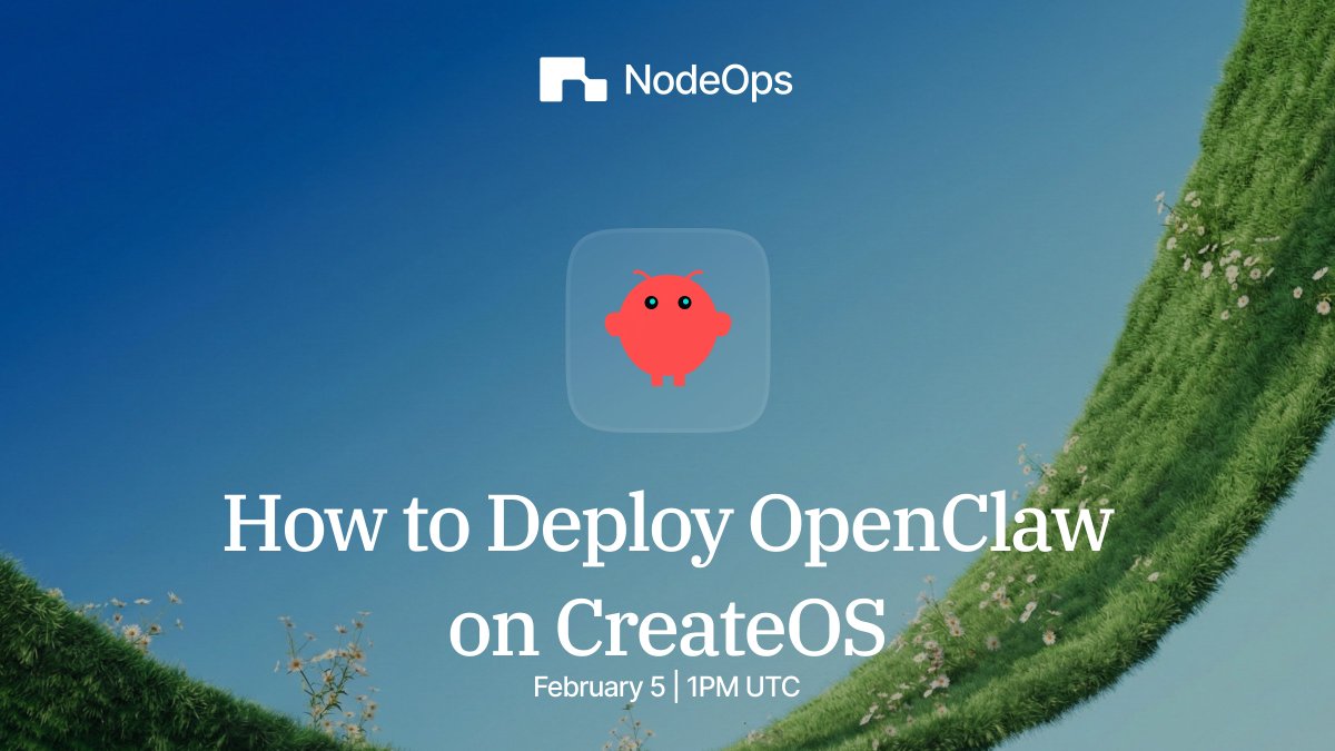 BuildOnNodeOps's tweet image. Deploying your @openclaw agent on CreateOS is now live

If you’re unsure where to start, we’re hosting a live session today at 1 PM UTC to walk through how to deploy an OpenClaw agent on CreateOS, step by step.

Once deployed, we’ll walk through a few examples of how your agent…
