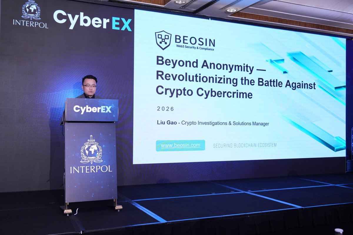 🤝 On February 2-3, Beosin attended the 2nd <a href="/INTERPOL_HQ/">INTERPOL</a>'s Cybercrime Expert Group (CyberEX) In-Person Annual Meeting as a key sponsor and speaker and presented AI-Powered virtual asset investigation solutions.

Leo Gao, Beosin Crypto Investigation and Solutions Expert, shared