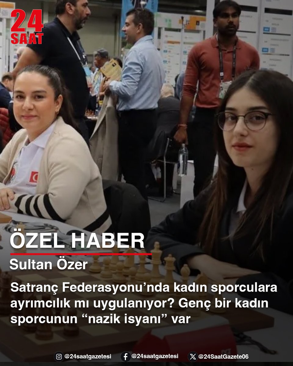 ÖZEL HABER | Sultan Özer

Satranç Federasyonu’nda kadın sporculara ayrımcılık mı uygulanıyor? Genç bir kadın sporcunun “nazik isyanı” var

24saatgazetesi.com/satranc-federa…

#Satranç #TürkiyeSatrançFederasyonu #MilliTakım #CinsiyetEşitliği #KadınHakları 

<a href="/ozer_sultan/">Sultan Özer</a>