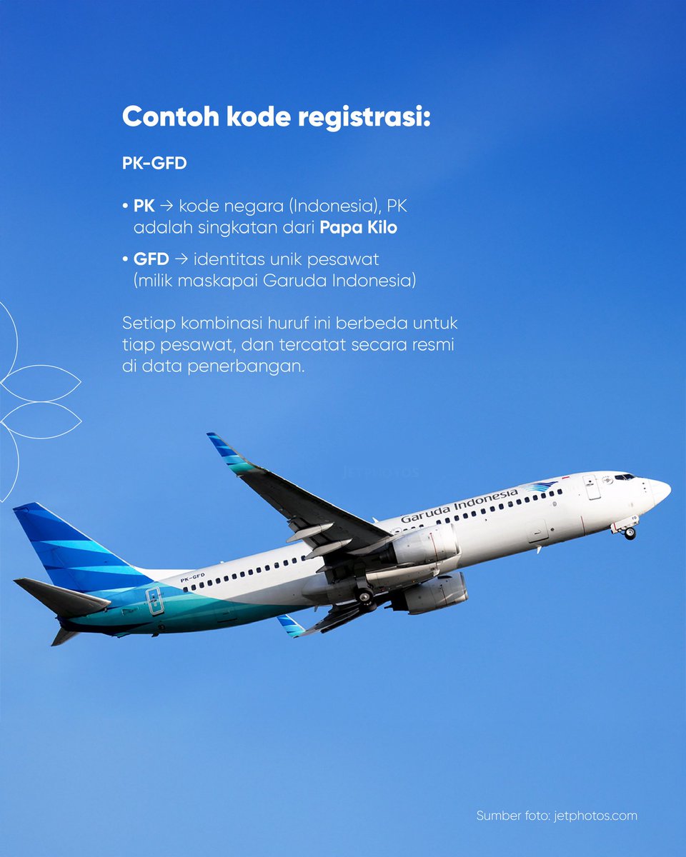 INJairports's tweet photo. Pernah lihat kode 5-6 huruf unik di badan pesawat? ✈️

Itu adalah kode registrasi pesawat yang berfunsi seperti plat nomor di kendaraan kita! 3️⃣6️⃣7️⃣ https://t.co/XfkeqIzhBA