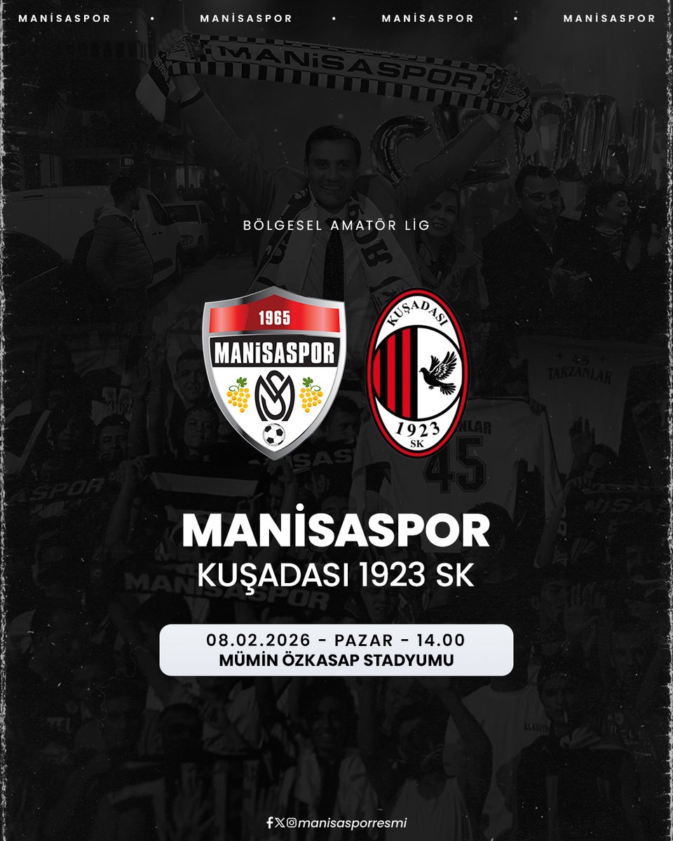🏆 Bölgesel Amatör Lig
🆚 Kuşadası 1923 SK
📅 08 Şubat 2026 – Pazar
⏰ 14.00
🏟️ Mümin Özkasap Stadyumu