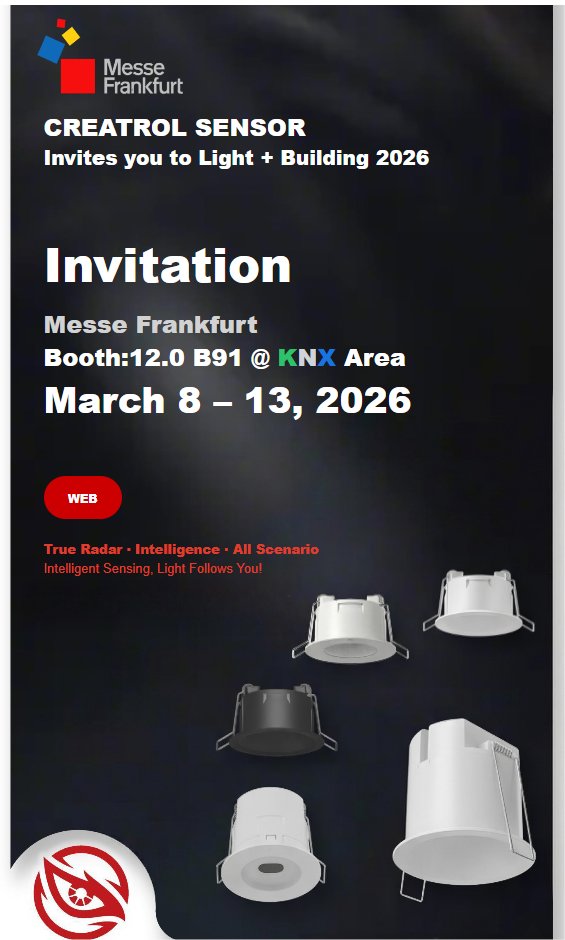 TechCool10's tweet photo. Redefining Presence Sensor. 🌐

We are proud to be a KNX Joint Exhibitor at Light + Building 2026. 📍 Hall 12.0 B91

💡 Need a ticket? Contact us for a complimentary VIP Pass code.

#SensorTech #KNX #LB26 #SmartBuilding #RadarTechnology https://t.co/RyBHd8WTA5