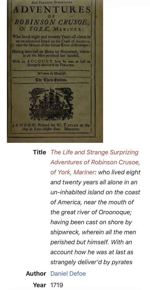 Fun Fact: เมื่อ 300 ปีที่แล้วเคยมีนวนิยายตั้งชื่อยาวแบบนี้ และยาวถึง 68 คำ นั่นคือ Robinson Crusoe เป็นหนึ่งในนวนิยายยุคใหม่เรื่องแรกของโลกตะวันตก (Western modern novel) เขียนโดย แดเนียล เดอโฟ (1719) ชื่อเต็มอยู่ในรูปเลยครับ 😊