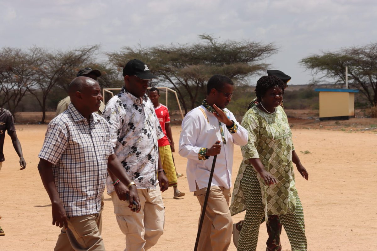 NDMA_Kenya's tweet photo. Cabinet Secretary for EAC, ASALs & Regional Development @CSBeatriceMoe has arrived at Garbatulla Baraza Park to officiate the final day of the #NDMAPeaceCaravan that brought together participants from Isiolo, Garissa and Meru counties.
The CS was taken through the Caravan route by NDMA CEO @HaredAHassan. She was in the company of PS for @ASALs_Regional Mr. Harsama Kello @harsama_kello, Garissa Deputy Governor H.E Abdi Dagane and Meru Woman Representative Hon. Elizabeth Karambu.