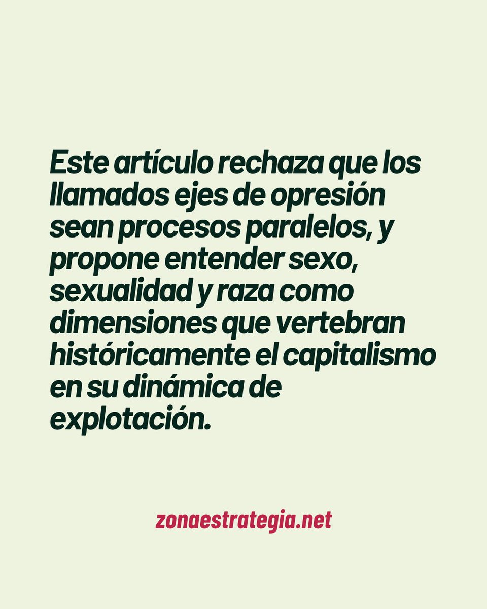 Partiendo del feminismo marxista y el marxismo negro, este artículo muestra cómo la domesticación de las mujeres, la regulación de la sexualidad y la racialización colonial están ligadas a la acumulación de capital. #CuadernosEstrategia 4

zonaestrategia.net/clase-raza-sex…