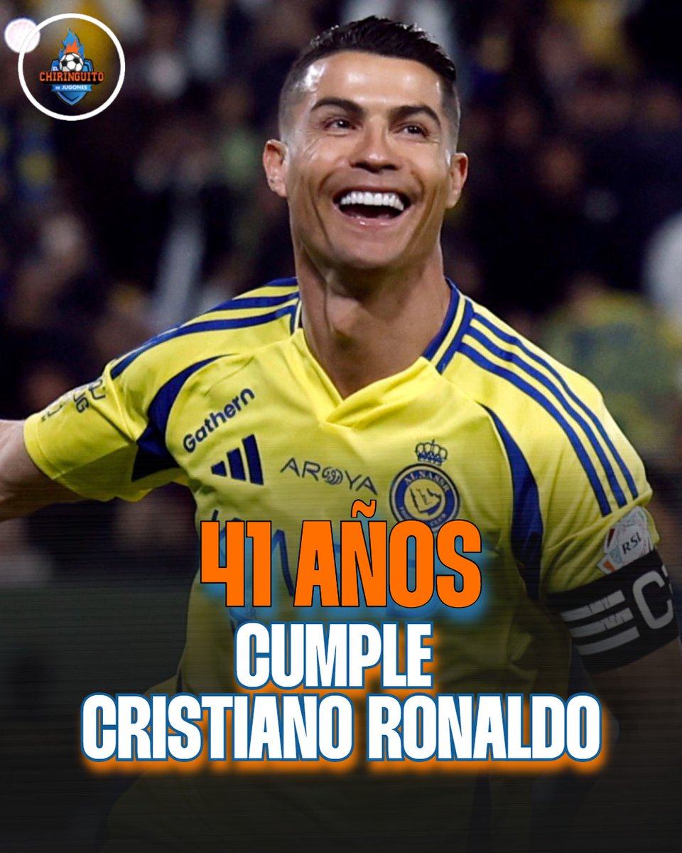 🎂 Es el CUMPLEAÑOS de CRISTIANO RONALDO.

🥳 ¡Felices 41, <a href="/Cristiano/">Cristiano Ronaldo</a>!