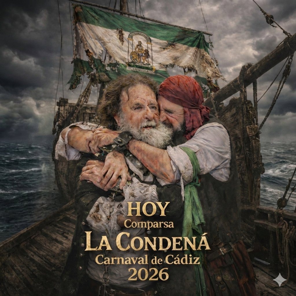 lacondena26's tweet photo. Hay noches que se viven con un nudo en el pecho. Hoy volvemos a pisar las benditas tablas de Falla con la emoción de un pueblo entero en la garganta y a corazón abierto.  Con Andalucía por bandera, comparsa La Condená.

#COAC2026 #COAC2026C7 https://t.co/SPFVbGWx8k