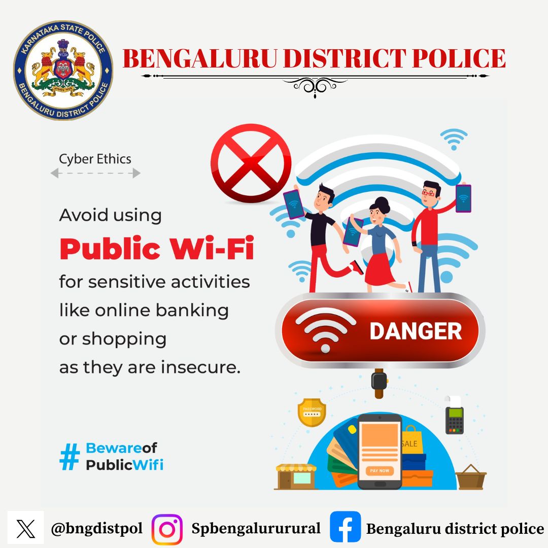 Avoid public Wi-Fi. Protect your data before you connect.
Public Wi-Fi is convenient - not secure. Think before you log in
#AvoidPublicWiFi 
#PublicWiFiRisks 
#WiFiSafety 
#SecureConnection 
#ThinkBeforeYouConnect