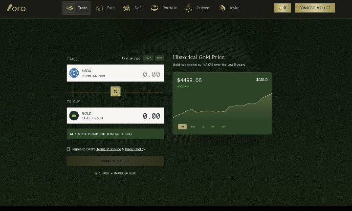 Since the Crypto market is shifting towards RWA <a href="/orogoldapp/">Oro</a>  is your sure way of buying and staking GoLD on <a href="/solana/">Solana</a> 
They are still giving out OG roles on discord can't tell how it would remain open 
app.oro.finance/refer=PT5I54S6