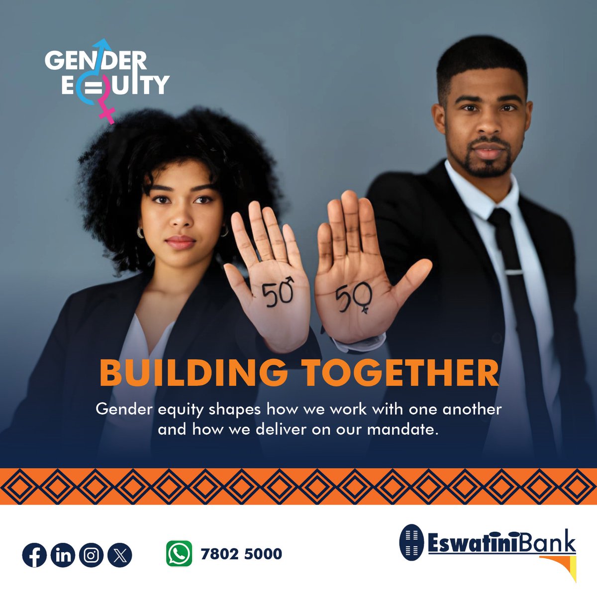 Equity drives excellence. When everyone has equal opportunity to thrive, performance grows stronger and impact goes further.
#EswatiniBank #LibhangeLesive  #Belong #GrowWithUs #GenderEquity #InclusiveWorkplace