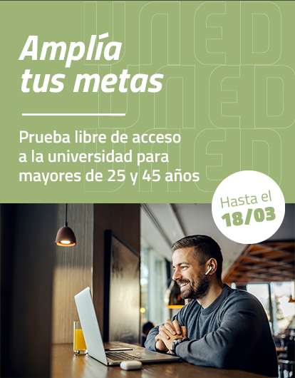 Amplía tus metas 🎓
Si tienes 25 o 45 años, todavía estás a tiempo de dar el paso hacia la universidad.
Prepárate para la prueba libre de acceso y abre nuevas oportunidades académicas y profesionales 💪
📅 Inscripciones abiertas hasta el 18/03

#uned #unedgirona #estudiaralauned