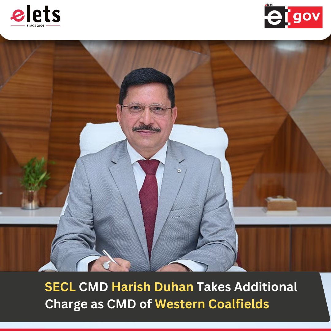 egovonline's tweet image. Western Coalfields Limited (WCL) has appointed HARISH DUHAN as its CMD on Saturday.

Read more: egov.eletsonline.com/2026/02/secl-c… 

#LeadershipUpdate #SECL #WesternCoalfields #CoalSector #EnergyLeadership #PSU