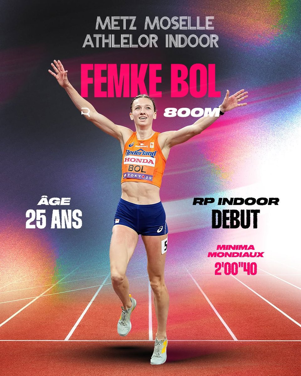 Het debuut van Femke Bol op de 800 meter bij de Meeting Metz Moselle Athlélor Crédit Mutuel is komende zondag 8 februari 2026 hier via een livestream te volgen. #femkebol european-athletics.com/home/streaming…