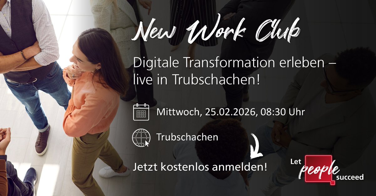 Am Mittwoch, 25. Februar 2025 findet im Kambly Erlebnis in Trubschachen unser New Work Club Event statt.

Melden Sie sich jetzt an und erfahren Sie, wie Sie Ihre Geschäftsprozesse optimieren und so mehr Effizienz schaffen können.

➡️tinyurl.com/ycxykna8

#LetPeopleSucceed