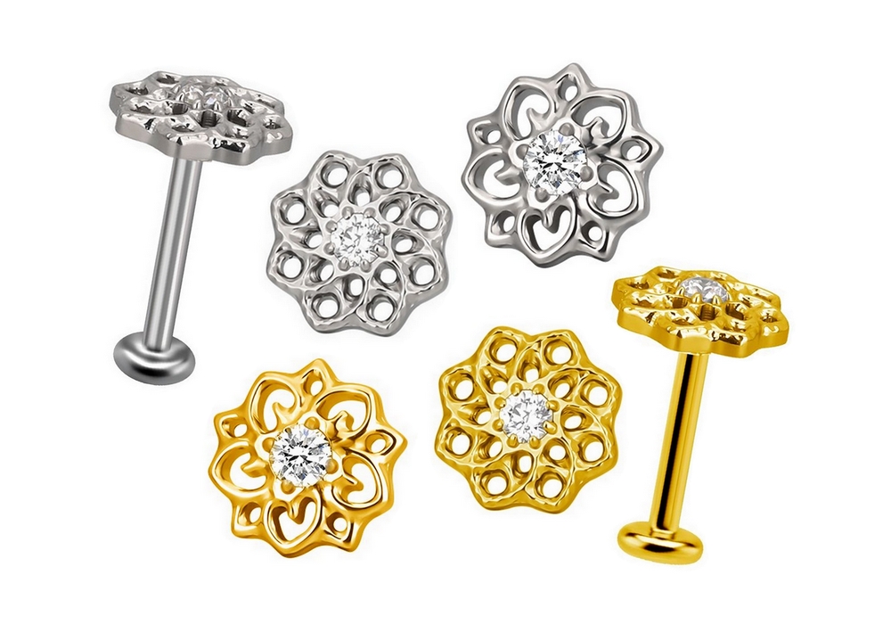CBijouxPiercing's tweet photo. Bijoux avec fleurs ethniques en titane

Découvrez ces très jolis modèles de fleurs ethniques pour le labret, la lèvre ou l'oreille (lobe, hélix, tragus, conch, snug) en Titane ASTM F-136 (grade 23) : https://t.co/4z7Q079soP

Anti-allergique et inoxydable.

#bijoux https://t.co/XM0iW4till