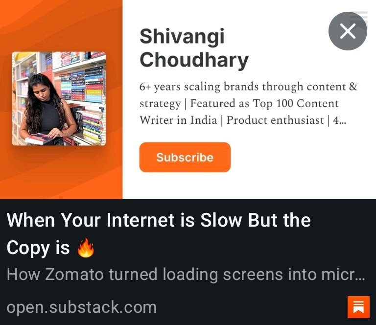 Shiboo023's tweet photo. Just published: How Zomato nailed #UXwriting 
Most apps hide slow loading. 
Zomato turned it into their most shareable feature.
Read the full breakdown 👇🏻

https://t.co/YDmVZvbQTl

#shivangiwrites
#Zomato
#substack https://t.co/hSx7BbuKCm