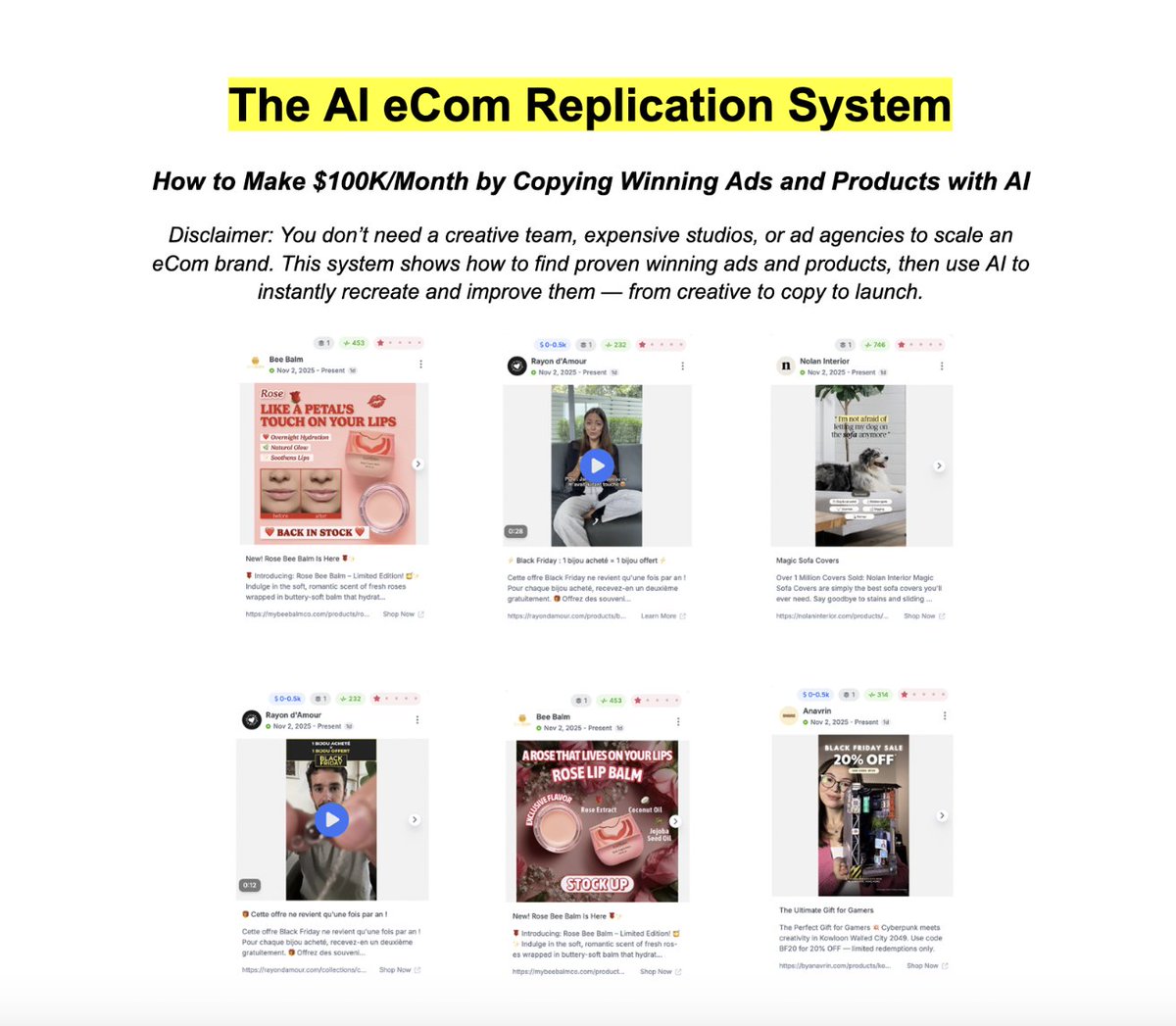 ZedNilm1's tweet image. $118k/month stores don’t guess what to sell or advertise

They follow a replication system
find proven winning ads
find proven winning products
then use AI to recreate and launch fast

One product
One angle
One clear offer

So the funnel makes sense in seconds

Most beginners