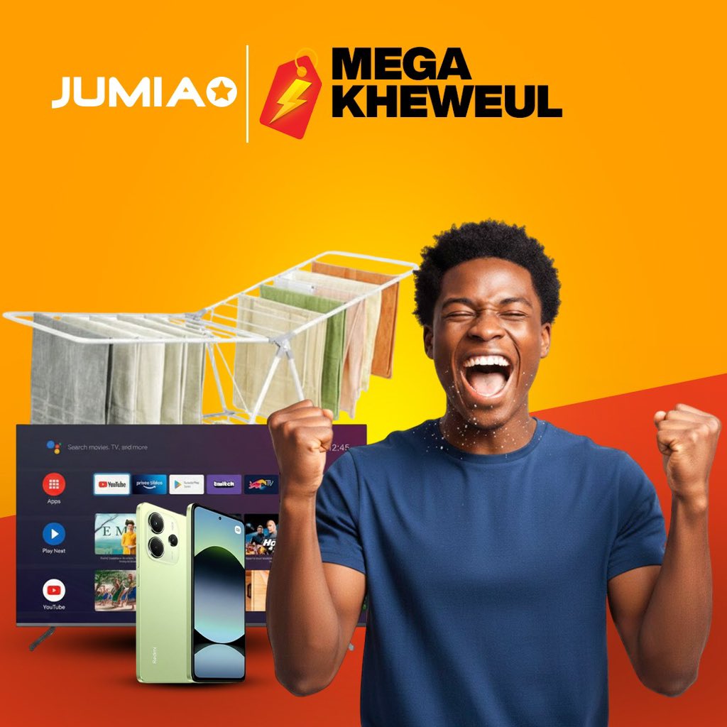 C’est jeudi, c’est Mega Kheweul !
Les promos sont lancées 🔥
Commandez sur  le site via bit.ly/MKJumia , sur l’application ou appelez le 33 922 56 56
et profitez des meilleurs deals aujourd’hui 🛍️