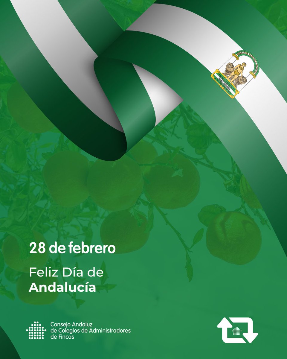 💚 Andalucía es comunidad.
Es convivencia, responsabilidad compartida y trabajo en equipo.

Desde CAFINCAS seguimos fortaleciendo la profesión y ayudando cada día a mejorar la gestión de miles de comunidades de propietarios en nuestra tierra.
¡Feliz Día de Andalucía!