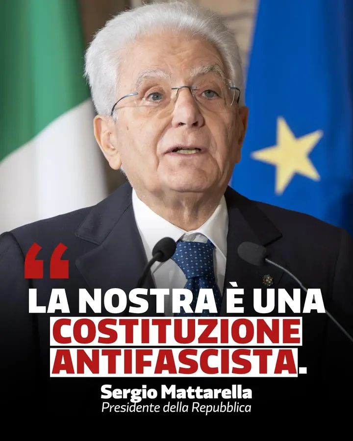“La nostra è una Costituzione antifascistache si fonda sulla lotta di Liberazione, matrice di libertà e democrazia".

Dal Capo dello Stato Sergio Mattarella parole importanti.

Viva l’Italia antifascista. Grazie Presidente.