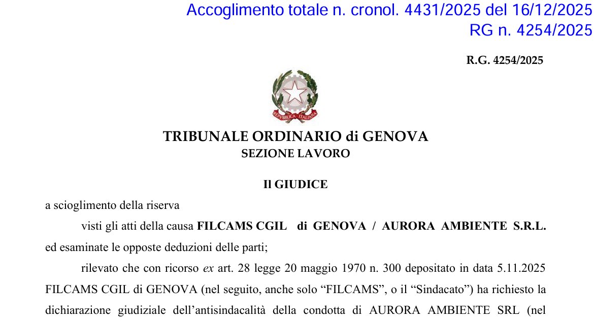Trib. Genova n. 4431/2025: costituisce condotta antisindacale il mancato #rinnovo dei #contratti di #lavoro delle lavoratrici assunte a tempo #determinato che hanno  aderito allo #sciopero->bollettinoadapt.it/wp-content/upl…