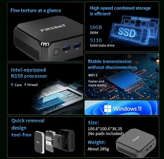 FIREBAT T2 MINI PC N150: The computer that fits in your pocket