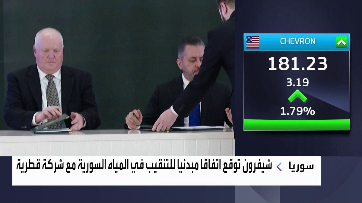 شيفرون توقع اتفاقا مبدئيا للتنقيب في المياه السورية مع شركة قطرية افتتاح الأسواق _Business 