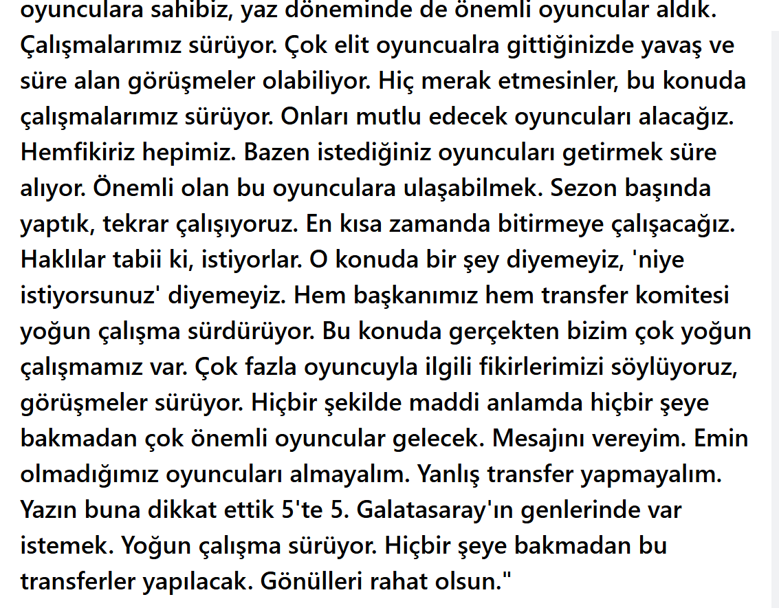Galatasaray yöneticilerine basit sorular :

1) A.Kavukçu bu demeci verirken gerçekten ŞL'de oynayan bir hedef oyuncunuz var mıydı? 
EVET ise neden alamadınız , HAYIR ise neden böyle bir demeç verdiniz?

2) O.Buruk  diğer demeci verirken gerçekten kasada maddiyatına bakmadan elit