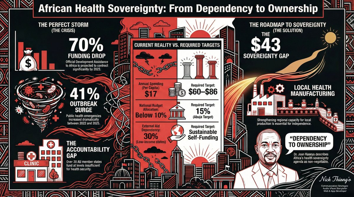 While disease outbreaks in Africa have surged by 41%, international health aid is projected to collapse by 70%. We are currently spending an average of $17 per person on health, while the minimum for survival is $60.
#HealthSovereignty #AHFAfrica #AUSummit <a href="/_AfricanUnion/">African Union</a>