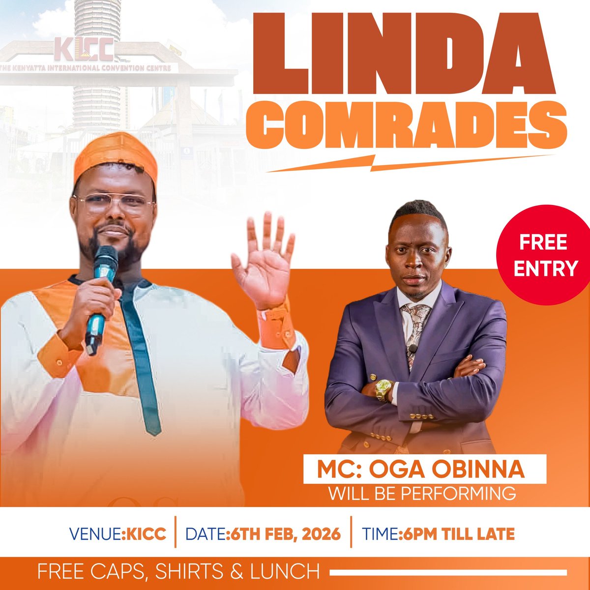 abuga_makori's tweet photo. Billionaire industrialist Oketch Salah will be hosting Linda Comrades Edition at KICC tomorrow.  Comrades across the country are welcome. @Oketch_Salah is popularizing ODM ahead of 2027 elections. https://t.co/WSt49PWdP8