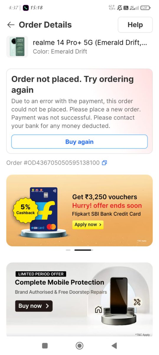 Asikm3780's tweet photo. @DMIFinance I purchasing a mobile from flipkart with dmi finance, but the order was not placed and Autopay active in phone pe how to deactivate Autopay, Helpline number not responding chat bot was also waste, please solve my problem. https://t.co/VCW3eUPYRa