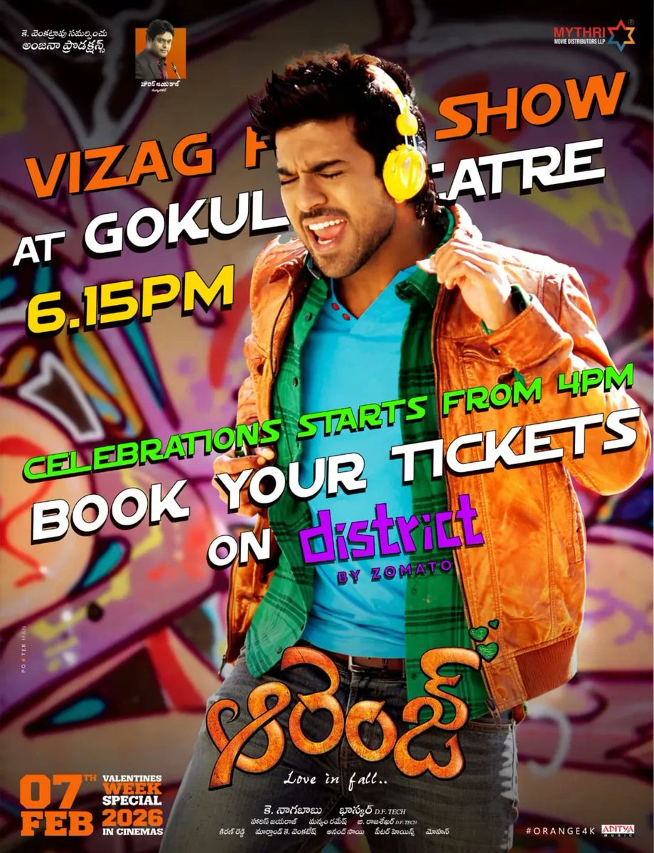 Let's Celebrate the World's Greatest Lover from Feb 7th, 4PM at GOKUL Theatre 🥁🔥 This time it will be even more wilder with Chikiri Chikiri, Yamaho Yamma, Peddi Glimpse and other mashups 🏏 #Orange4k <a href="/AlwaysRamCharan/">Ram Charan</a> #Peddi. #Ramcharan #tollywood #Vizagrerelease <a href="/OrangeMovie4K/">Orange 4K</a>