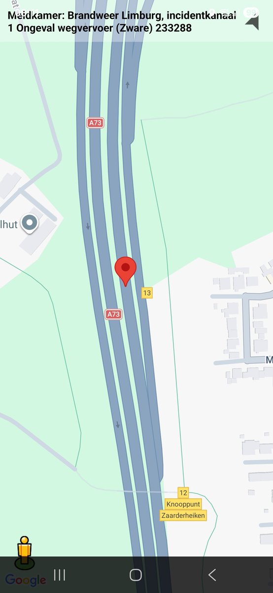 Ongeval wegvervoer op de A73 bij Venlo