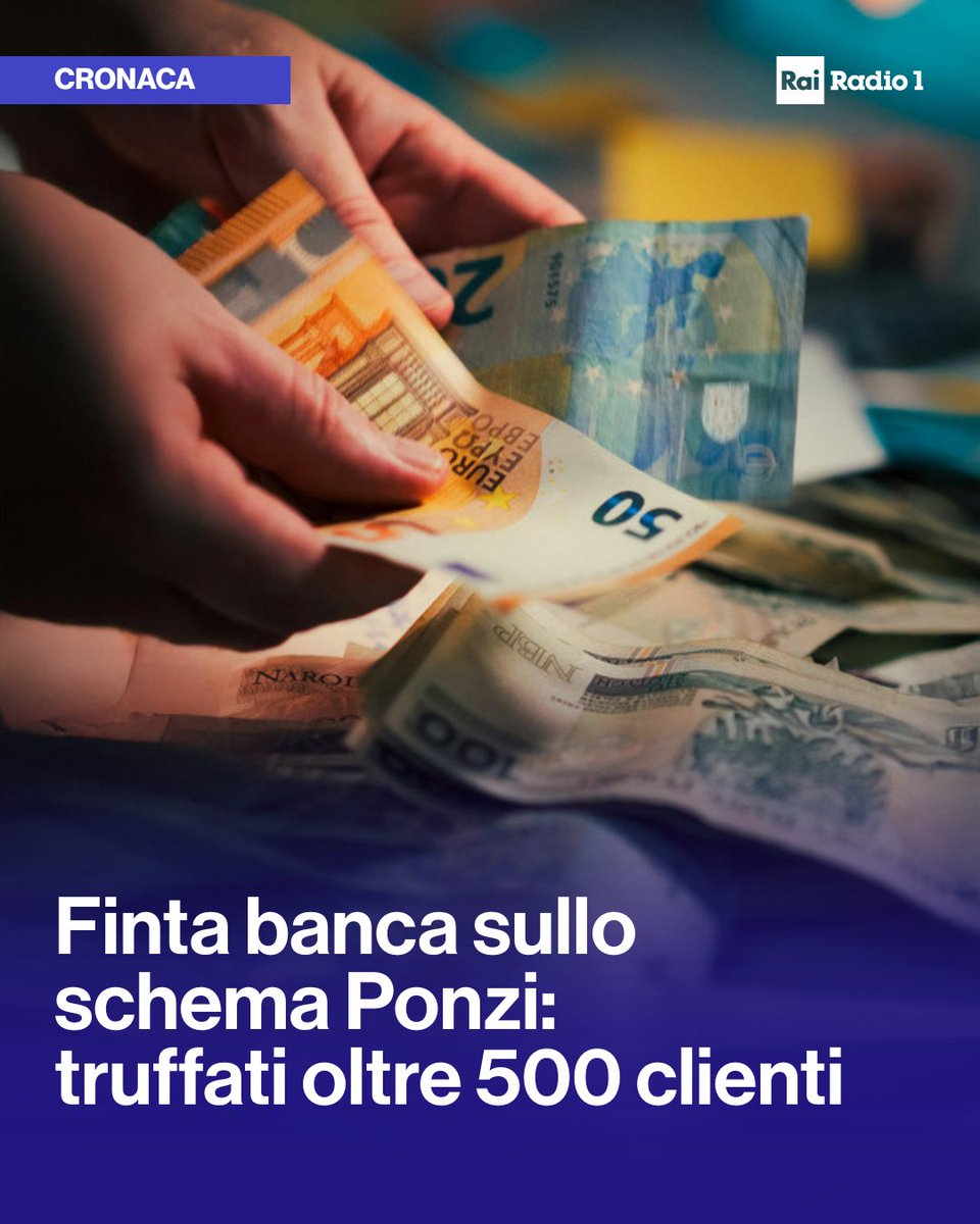 Radio1Rai's tweet image. 🔵Scoperta ad #Ancona una #banca abusiva: era organizzata sul modello illegale dello schema Ponzi, in grado di movimentare oltre 4 milioni di euro attraverso servizi di conti correnti, prestiti, investimenti fittizi. Truffate più di 500 persone in tutta Italia.