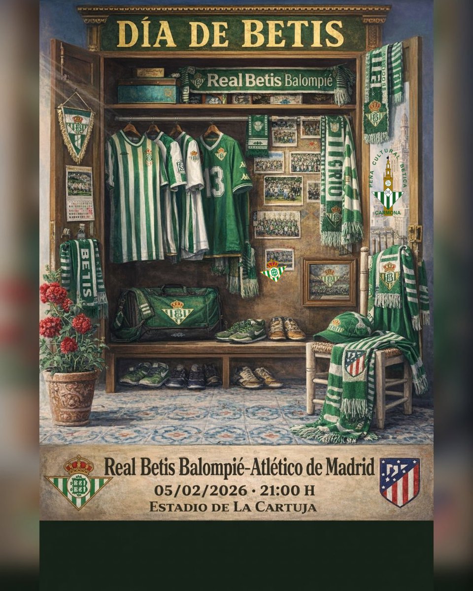💚🤍 Hoy es día de ponerte tus mejores galas: tu bufanda favorita, tu bandera, tu camiseta…
Hoy es día de estar TODOS JUNTOS, animando hasta el final.
Hoy es día de BETIS y queremos estar en las SEMIFINALES DE COPA.
¡Vamos, Betis! 💪💚🤍