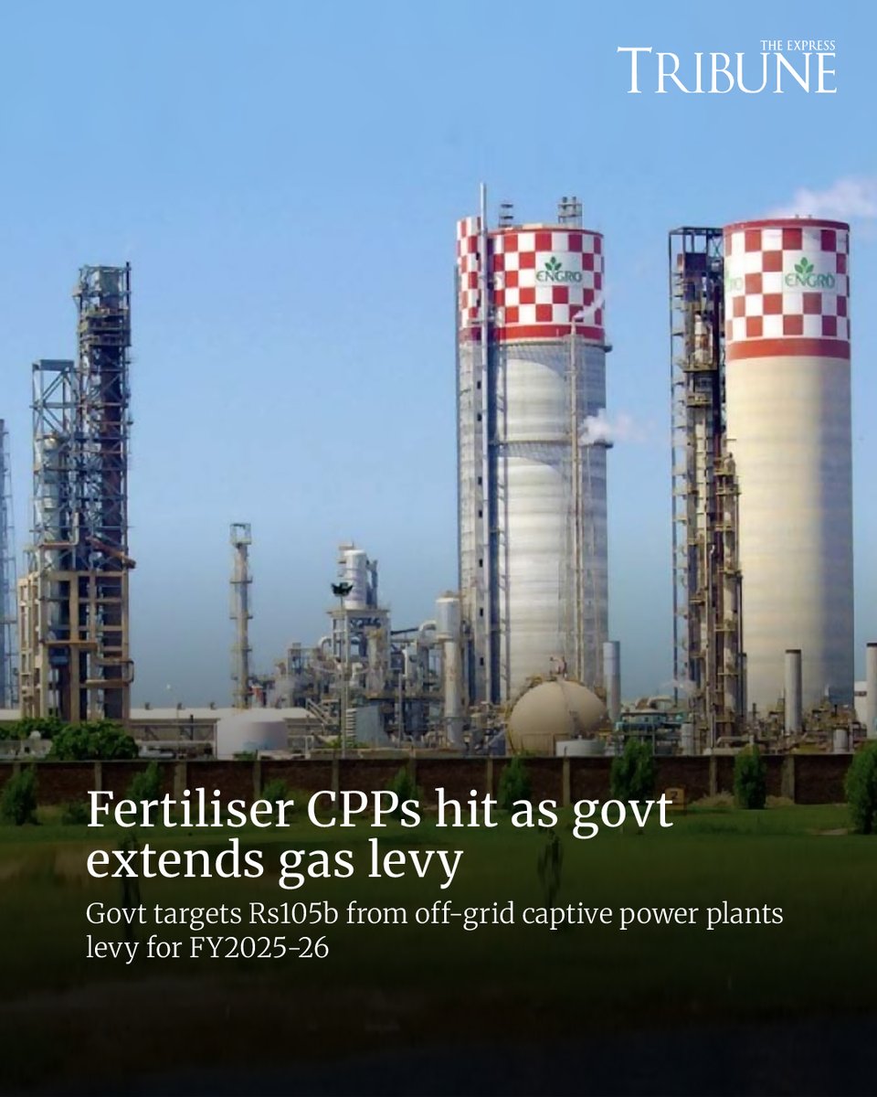 The gas exploration companies and utilities are facing a setback after the  government imposed a levy on captive power plants (CPPs) operated by the  fertiliser industry. For more: https://t.co/QjCadJFKF9 #etribune #News  #latest