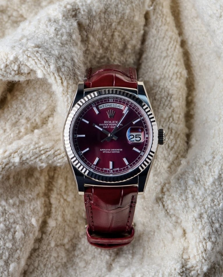 dracosrevenge's tweet photo. Rolex Day-Date with Cherry dial https://t.co/Am0A9NscR8