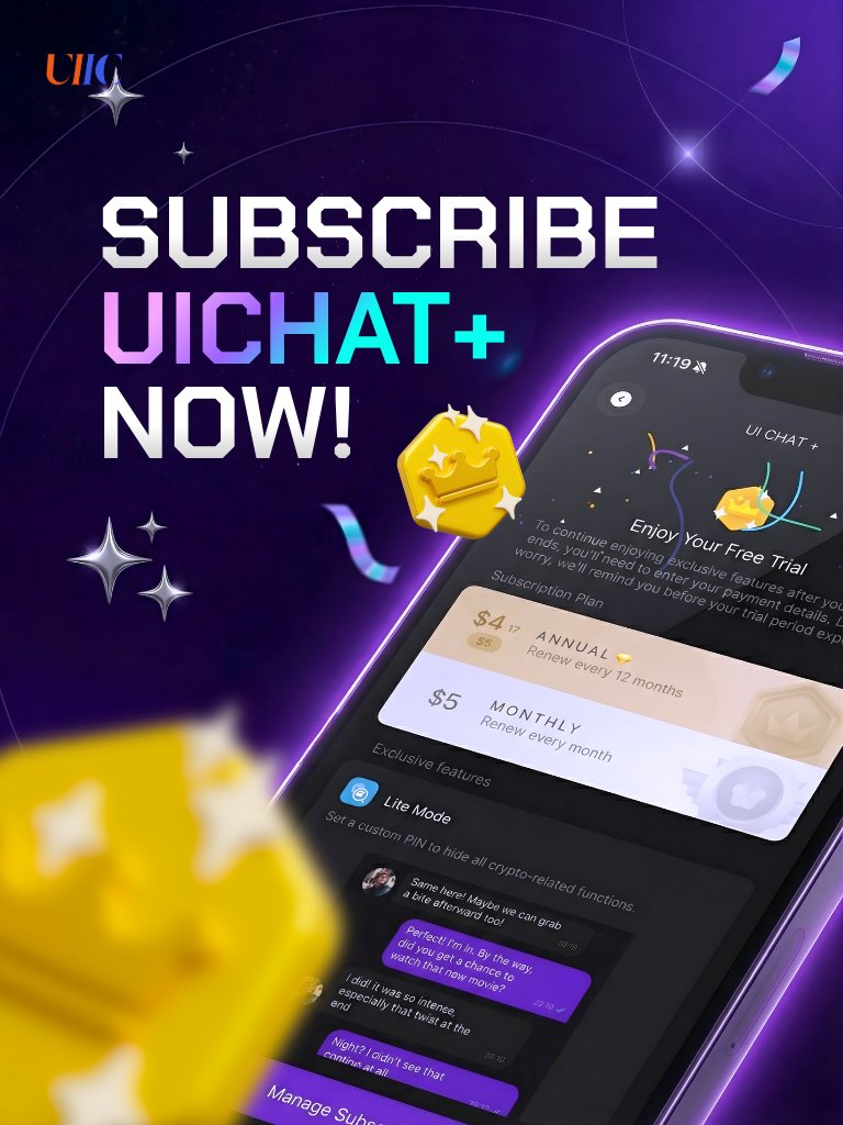 UiicOfficial's tweet photo. UI family — ready to level up? 💜

🚀 Subscribe to UIChat+ now!

One tap to switch Lite Mode & Poison Pill Mode — stay safe, stay private.

🪂 Airdrop eligibility is coming soon

Plus: more perks unlocked over time — higher tier, bigger rewards.

📲 Open UI Chat → Rewards → Subscribe UIChat+

👉 https://t.co/ihKIQfNGtP