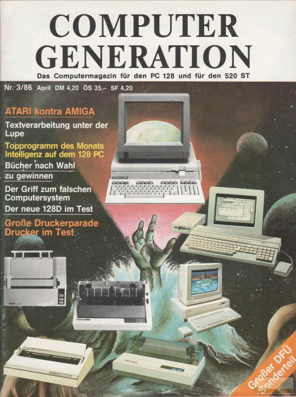 Retrojournal_de's tweet photo. Computer Generation 3/86 (April) 🖥️
ATARI kontra AMIGA – Textverarbeitung unter der Lupe.
Der neue 128D im Test, große Druckerparade
und das Topprogramm des Monats.
Zukunftsfragen auf Papier.
#ComputerGeneration #RetroComputing #Atari #Amiga #1986 https://t.co/AoSUhYUfcF