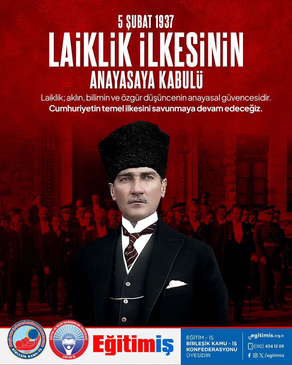 Bugün, Türkiye Cumhuriyeti’nin temel taşı, demokrasinin ve özgürlüğümüzün güvencesi olan “Laiklik” ilkesinin anayasamıza girişinin 89. yıl dönümü.

Laiklik; yalnızca sözlük tanımıyla din ve devlet işlerinin birbirinden ayrılması değil; aydınlığın karanlıktan, emeğin sömürüden,