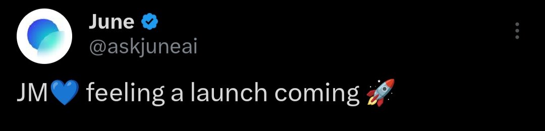 As of yesterday, <a href="/askjuneai/">June</a> hinted that there is a new launch coming soon 👀🔥

What could it be?!!

-Some people are saying crypto payments.
-Others think it might be a new model.
-A few even believe it is the long awaited roadmap.

But who really knows? 😅🤌
For now, it’s all