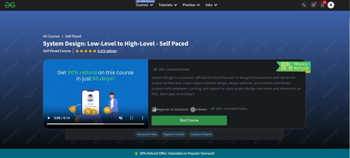 noMore_Delays's tweet photo. Started my System Design: Low-Level to High-Level journey with @GeeksforGeeks today!
🎯 Goal: Build strong fundamentals in LLD, HLD over the next 90 days.
📚 Course Link: https://t.co/n77lY7IDGV
#commitwithgfg #three90challenge #SystemDesign #LearningInPublic https://t.co/9Iu7gBoLjx