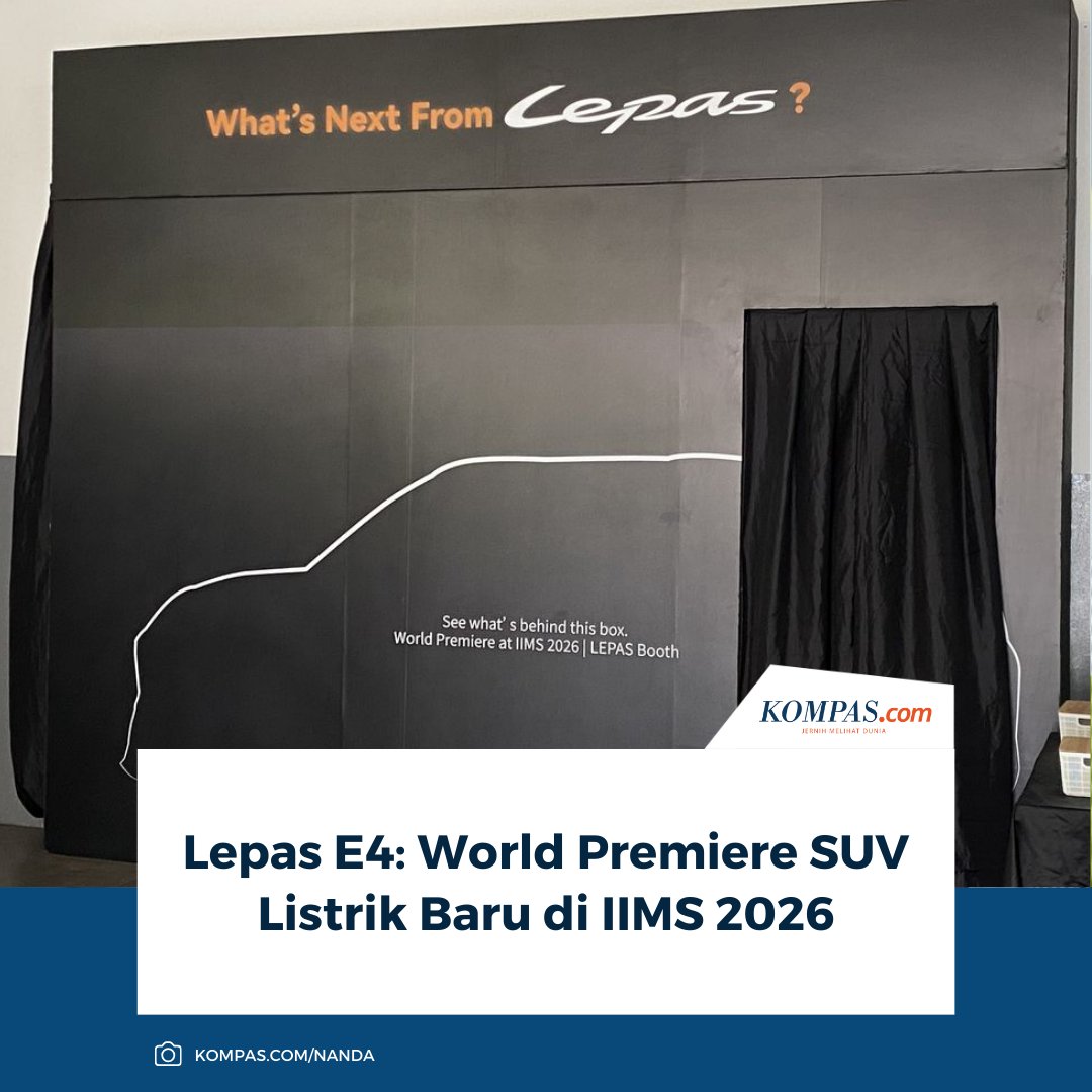 kompascom's tweet photo. Pameran IIMS 2026 dimanfaatkan Lepas, merek di bawah Chery Group, untuk memperkenalkan mobil barunya Lepas E4, SUV listrik dengan dimensi ringkas ke world premiere.
Baca Selengkapnya ππ»
https://t.co/vmfNi2Obqe
~NA #LepasE4 #IIMS2026 #SUVListrik https://t.co/OQIAHqrkK4
