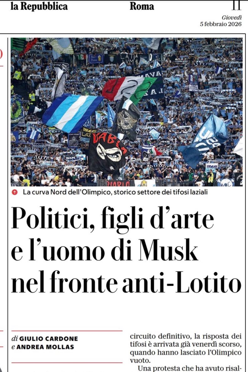 Oggi la richiesta tantissimi laziali arriva anche su <a href="/repubblica/">Repubblica</a>. Grazie a <a href="/giuliocardone69/">giulio cardone</a> e <a href="/AndreaMollas/">@AM7</a>. Come ci teniamo sempre a precisare con <a href="/aciapparoni/">alberto ciapparoni</a>, noi non siamo “contro” nessuno, ma “per” qualcosa: la nostra #Lazio. Siamo quasi 37mila, ci si può unire a noi qui: